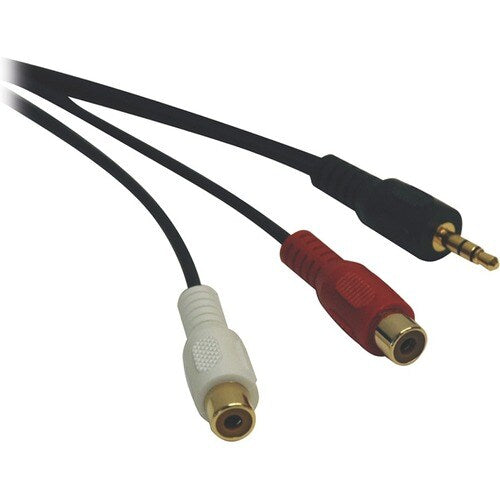 Cable adaptador divisor en Y de audio mini estéreo de 6 pulgadas a 2 RCA de Tripp Lite, 3,5 mm, 2 conectores F/M, 6 pulgadas