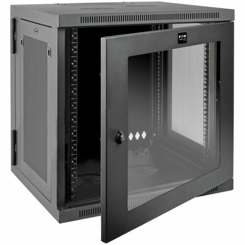 ARMOIRE RACK MURALE 12U À CHARNIÈRES AVEC FENÊTRE ACRYLIQUE PROFONDE