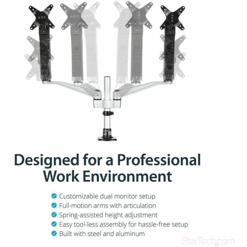 StarTech.com Desk Mount Dual Monitor Arm, Full Mot