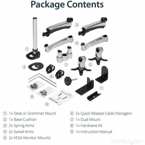 StarTech.com Desk Mount Dual Monitor Arm, Full Mot