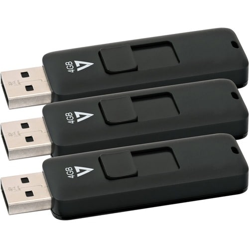 Lot de 3 clés USB 2.0 4 Go avec connecteur rétractable noir