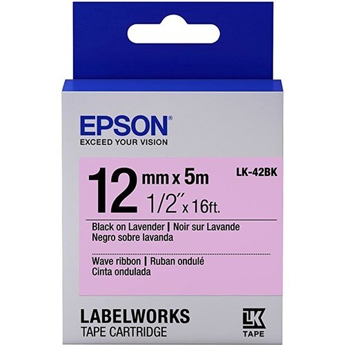12MM WAVE RIBBON BLK/LAV TAPE CARTRIDGE