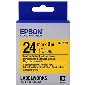 CARTOUCHE DE RUBAN ADHÉSIF RÉSISTANT NOIR/JAUNE 24 MM