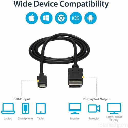 Cable USB C a DisplayPort 1.2 de StarTech.com de 1 m (3 pies) 4K 60 Hz