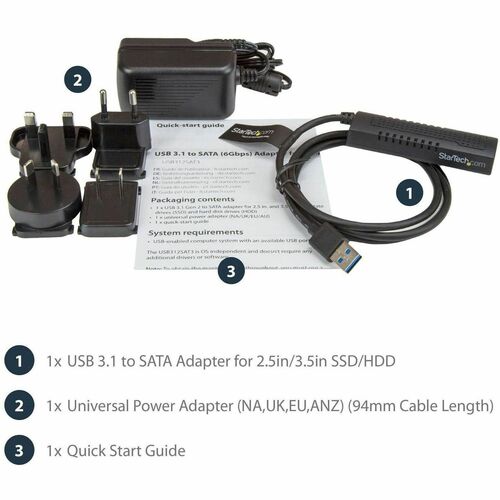 Cable SATA a USB de StarTech.com - USB 3.1 10 Gbps - SATA SSD de 2.5/3.5"