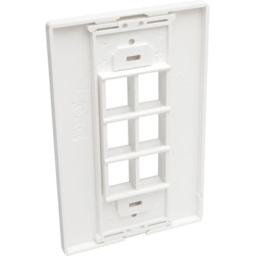 Placa de pared universal Keystone de una sola unidad de 6 puertos de Tripp Lite by Eaton, blanca - 6 x