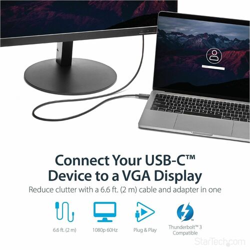 StarTech.com 6ft/2m USB C to VGA Cable