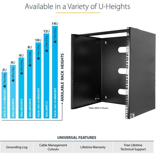 StarTech.com 8U Wall Mount Rack, 14in Deep, 19 inch Wall Mount Network