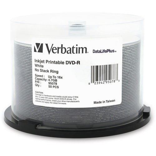 DVD-R Verbatim 4,7 Go 16X DataLifePlus blanc imprimable à jet d'encre