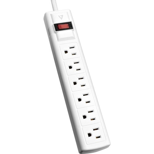 Parasurtenseur V7 à 6 prises, cordon de 2,4 m, 900 joules - Blanc - V7 6 prises