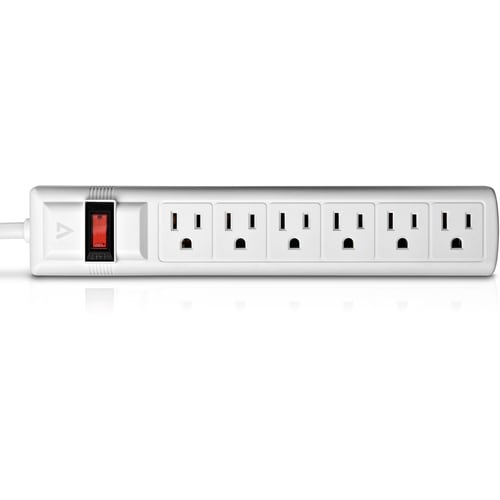 Parasurtenseur V7 à 6 prises, cordon de 2,4 m, 900 joules - Blanc - V7 6 prises
