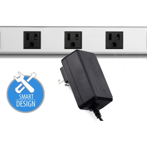 Multiprise industrielle horizontale en métal à 8 prises V7 125 V, 15 A, 12 pi