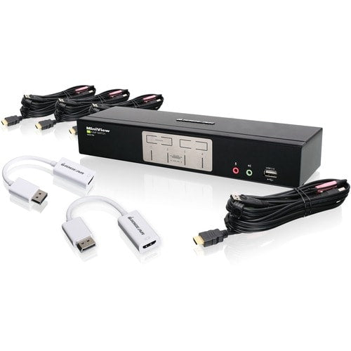 COMMUTATEUR KVMP HDMI 4 PORTS AVEC ADAPTATEURS DISPLAYPORT