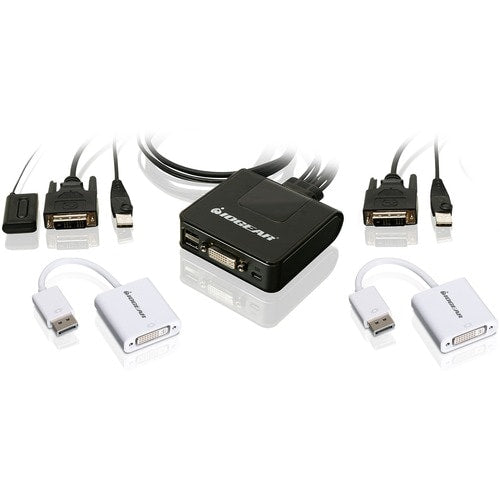 COMMUTATEUR KVM 2 PORTS USB DVI AVEC ADAPTATEURS DISPLAYPORT