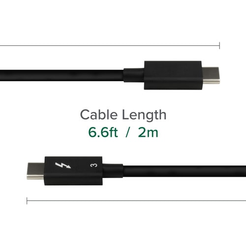 Plugable Thunderbolt 3 Cable 20Gbps Supports 100W (20V, 5A) Charging, 6.6ft/2m -