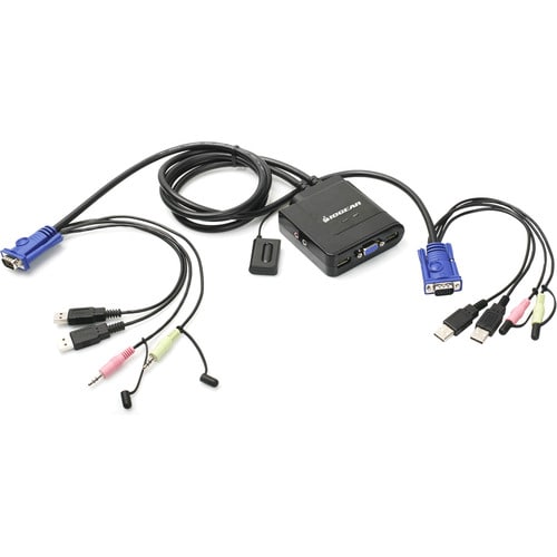Cable VGA USB de 2 puertos IOGEAR KVM con adaptadores DisplayPort - 2 computadoras - 1 usuario local