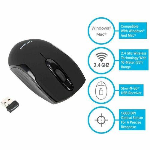 SOURIS OPTIQUE SANS FIL AVEC SURFACE MATTE NOIRE