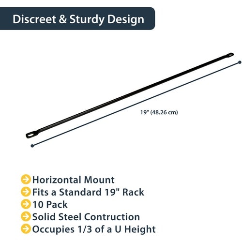 StarTech.com Horizontal Cable Lacing Bar for Racks - Horizontal Cable Manager -