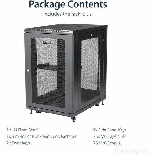 StarTech.com 4-Post 18U Server Rack Cabinet, 19" Data Rack Cabinet for