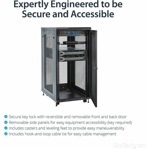 StarTech.com 4-Post 24U Server Rack Cabinet, 19" Data Rack Cabinet for