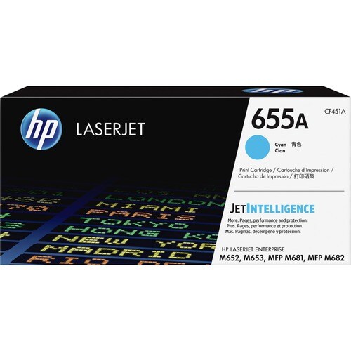 Cartucho de tóner láser original HP 655A (CF451A) - Cian - 1 E