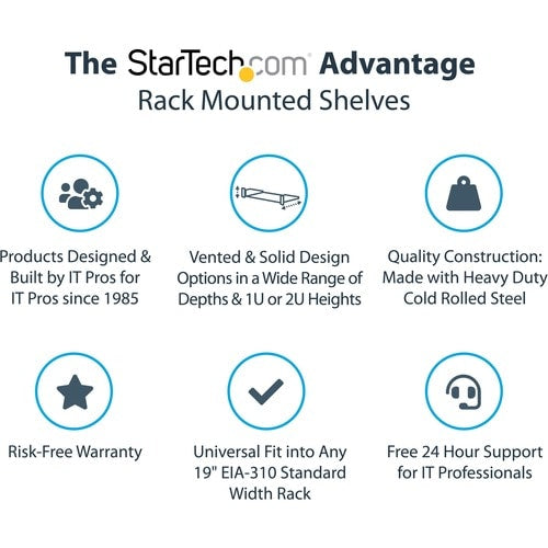 Étagère pour rack de serveur StarTech.com 1U - Cantilever fixe de 25,4 cm de profondeur