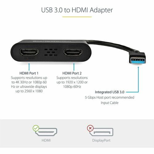 Adaptador USB 3.0 a HDMI dual de StarTech.com