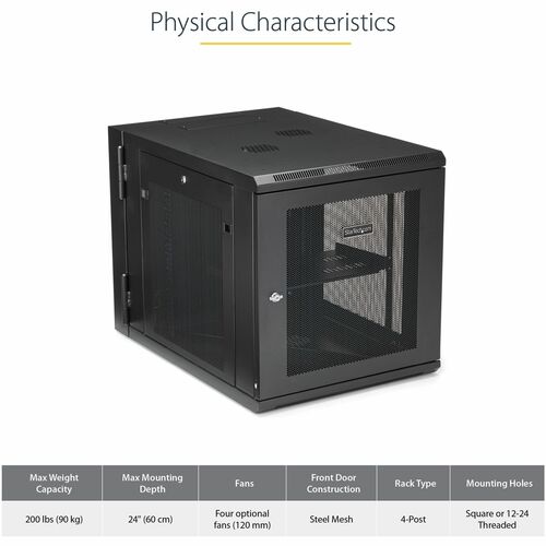 Armoire réseau murale StarTech.com 12U 48 cm (19 po) - Profondeur : 61 cm (24 po) - Grille d'aération à charnière