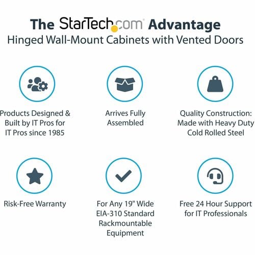 Armoire réseau murale StarTech.com 12U 48 cm (19 po) - Profondeur : 61 cm (24 po) - Grille d'aération à charnière