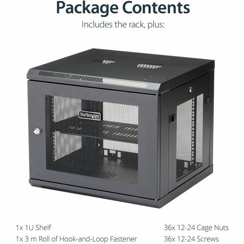 StarTech.com 4-Post 9U Wall Mount Network Cabinet, 19" Wall-Mounted Se