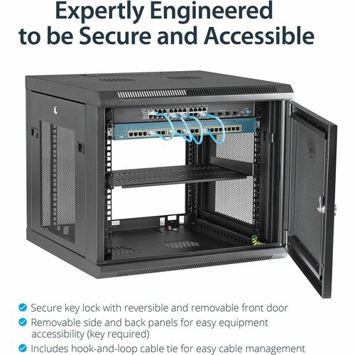 StarTech.com 4-Post 9U Wall Mount Network Cabinet, 19" Wall-Mounted Se