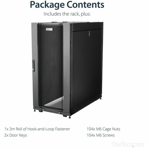 StarTech.com 4-Post 25U Server Rack Cabinet, 19" Data Rack Cabinet for