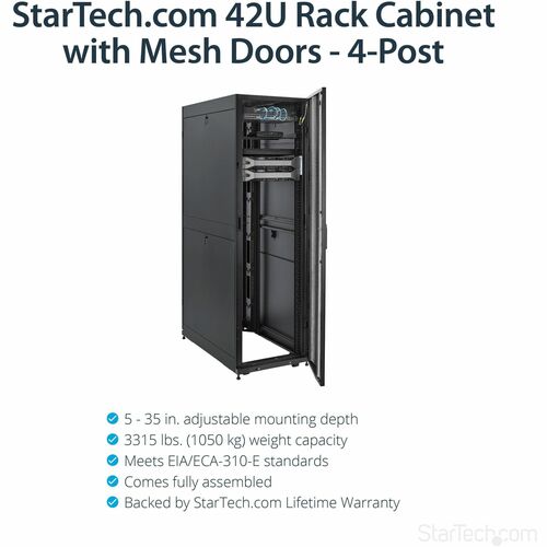StarTech.com 4-Post 42U Server Rack Cabinet, 19" Data Rack Cabinet for
