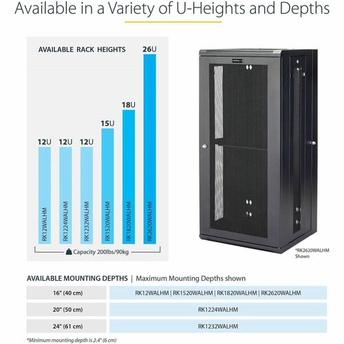 Armoire réseau murale StarTech.com 12U 48 cm (19 po) - Profondeur 50 cm (20 po) avec verrou à charnière