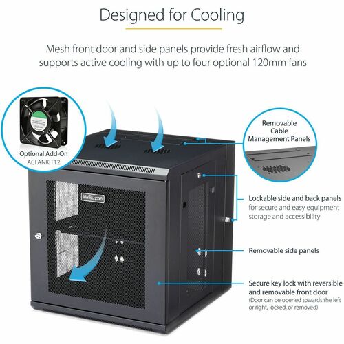 Armoire réseau murale StarTech.com 12U 48 cm (19 po) - Profondeur 50 cm (20 po) avec verrou à charnière