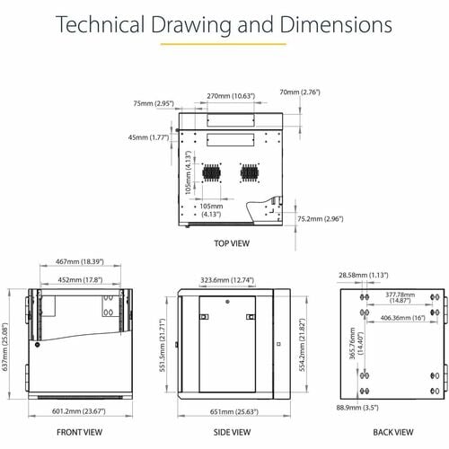 Armoire réseau murale StarTech.com 12U 48 cm (19 po) - Profondeur 50 cm (20 po) avec verrou à charnière