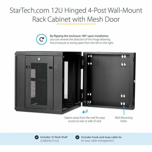 Armoire réseau murale StarTech.com 12U 48 cm (19 po) - Profondeur 50 cm (20 po) avec verrou à charnière