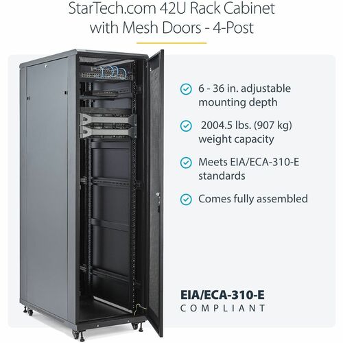 StarTech.com 4-Post 42U Server Rack Cabinet, 19" Data Rack Cabinet for