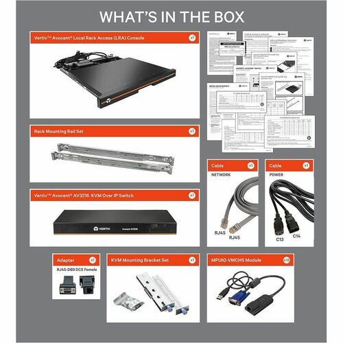 Vertiv AVOCENT LCD, KVM 8 broches, 8 câbles, USB KB-US INTL - 8 ordinateurs -