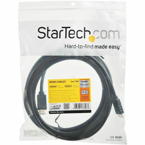 StarTech.com 15ft (5m) Premium Certified HDMI 2.0 Cable with Ethernet