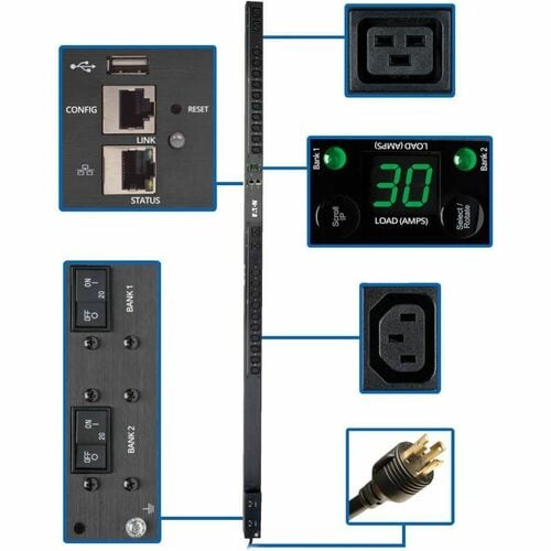 Unité de distribution d'alimentation surveillée monophasée Tripp Lite par Eaton PDUMNV30HVLX 5/5,8 kW -