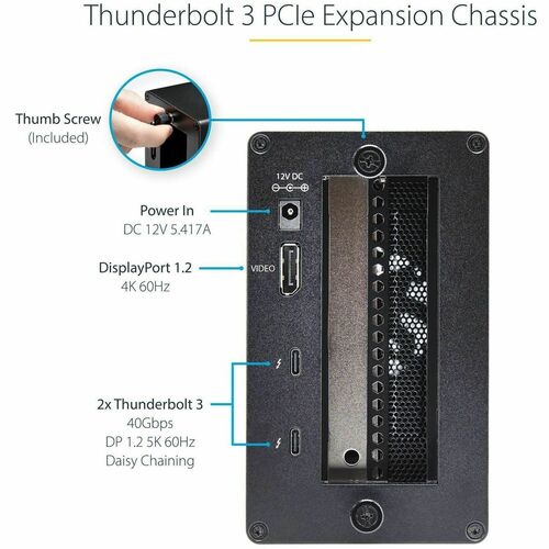 THUNDERBOLT 3 TO PCIE ENCLOSURE W/DISPLAY PORT PCIE X16