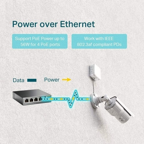5 puertos sin administración, 10/100 MB, 4 puertos PoE, Ethernet, estándar, conmutador de red RJ45