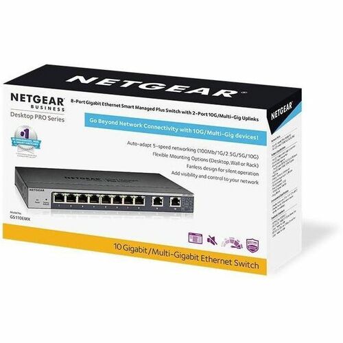 8 puertos 10/100/1000 GB, 2 puertos 10 GB/MULTIGIG, puertos de enlace ascendente, compatible con RJ45