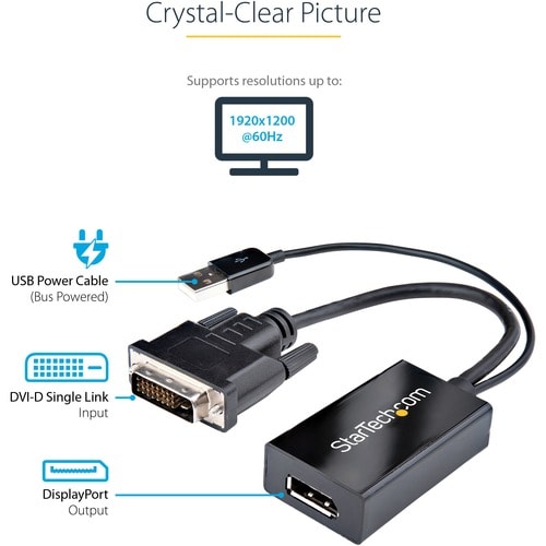 StarTech.com DVI to DisplayPort Adapter with USB Power