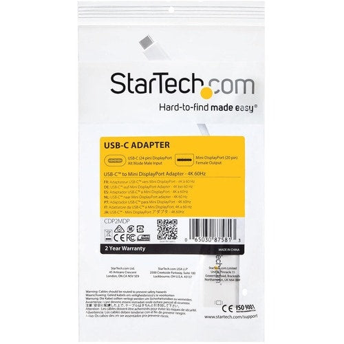 StarTech.com - Adaptateur USB-C vers Mini DisplayPort - 4K 60 Hz - Blanc - USB Type-C vers Mini DP