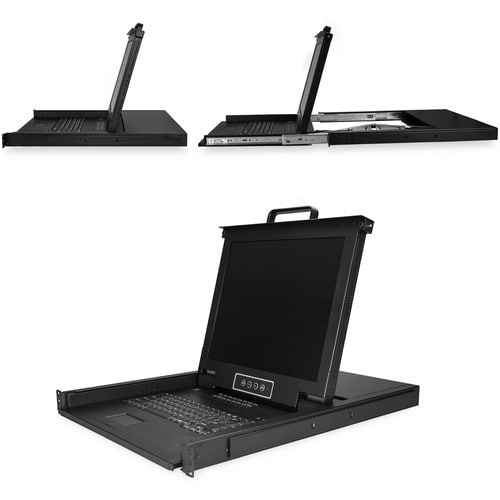 CONSOLA KVM DE 16 PUERTOS PARA MONTAJE EN RACK, SOPORTE PARA LCD DE 17 PULGADAS, PIEZAS Y CABLES INCLUIDOS