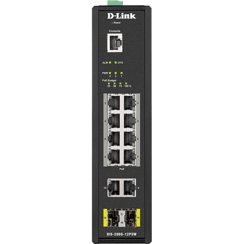 Switch PoE Industrial de 12 Puertos GB, Inteligente, Multifuncional, 240 W, Presupuesto