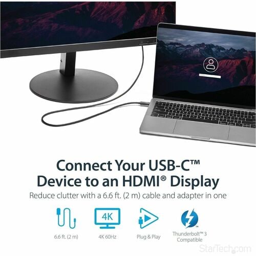 StarTech.com 6ft (2m) USB C to HDMI Cable