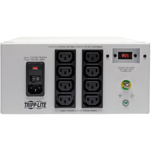 TRANSFORMADOR DE AISLAMIENTO HOSPITAL DOBLE TENSIÓN 115/230V 1000W 8 C13